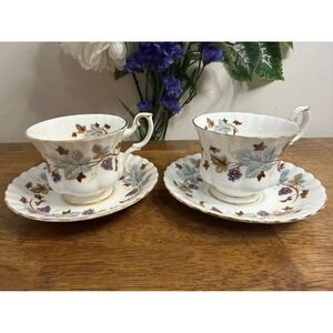 Vintage‎ Royal Albert Lorraine Teacup and Saucer Set of 2 Bone China England